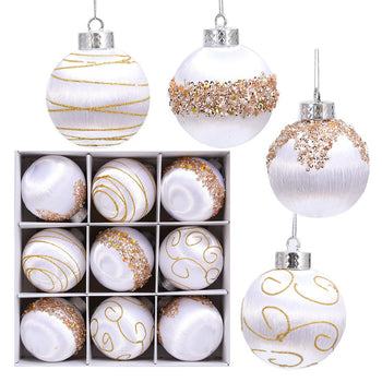 Luxury Silk Painted Christmas Ornament Set – 9-Piece Elegant Tree Decoration Collection ✨