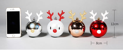Cute Reindeer & Gingerbread Christmas Ornament Set  Modern Metallic Baubles & Star Charms for Tree Decoration