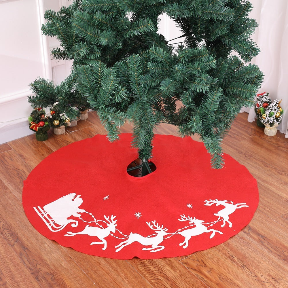 ✨ Classic Red Christmas Tree Skirt – Santa & Reindeer Print Holiday Decoration Mat for Festive Tree Base ❄️
