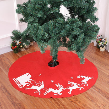 ✨ Classic Red Christmas Tree Skirt – Santa & Reindeer Print Holiday Decoration Mat for Festive Tree Base ❄️