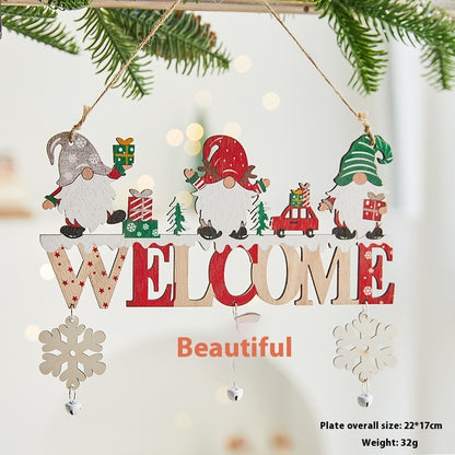 ✨ Wooden “CHRISTMAS” Hanging Ornament – Rustic Holiday Decoration with Santa, Reindeer & Snowman  Perfect for Tree, Wall & Mantel Decor ❄️
