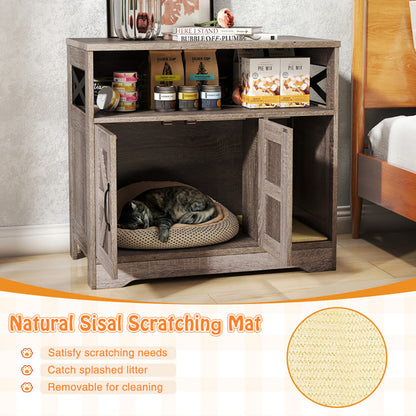 Hidden Cat Litter Box Cabinet with Storage – Rustic Gray Furniture for Cat Owners ✨