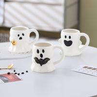✨ “Cute Ghost Mug – Halloween Pumpkin & Bat Ceramic Coffee Cup (450ml)”