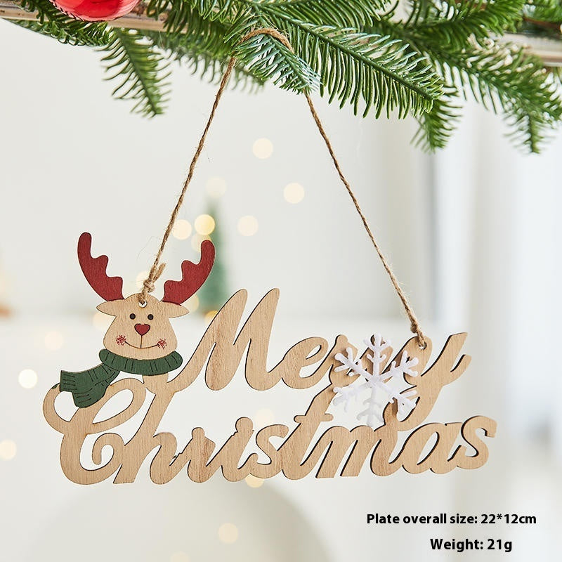 ✨ Wooden “CHRISTMAS” Hanging Ornament – Rustic Holiday Decoration with Santa, Reindeer & Snowman  Perfect for Tree, Wall & Mantel Decor ❄️