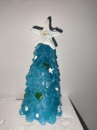 Ocean Blue Glass Christmas Trees – Elegant Coastal Holiday Decorations ✨