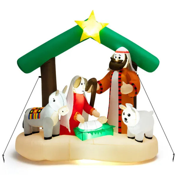 6.7FT Giant Inflatable Christmas Nativity Scene with LED Lights – Quick Setup Outdoor Yard Decoration ✨