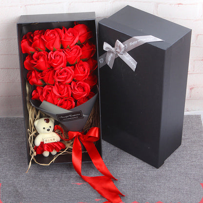 🧸 Teddy Rose Soap Flower Gift Box – Cute Surprise Bouquet with Free Mini Bear 🌹🎁