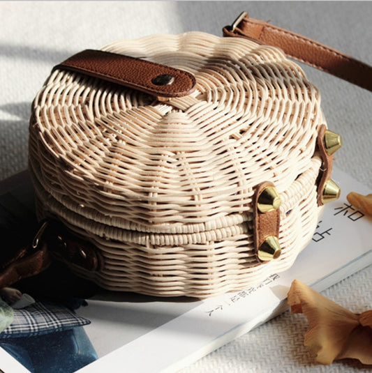 🌴 Bali Breeze Round Rattan Bag — Handcrafted Boho Crossbody for Effortless Island Chic ☀️✨