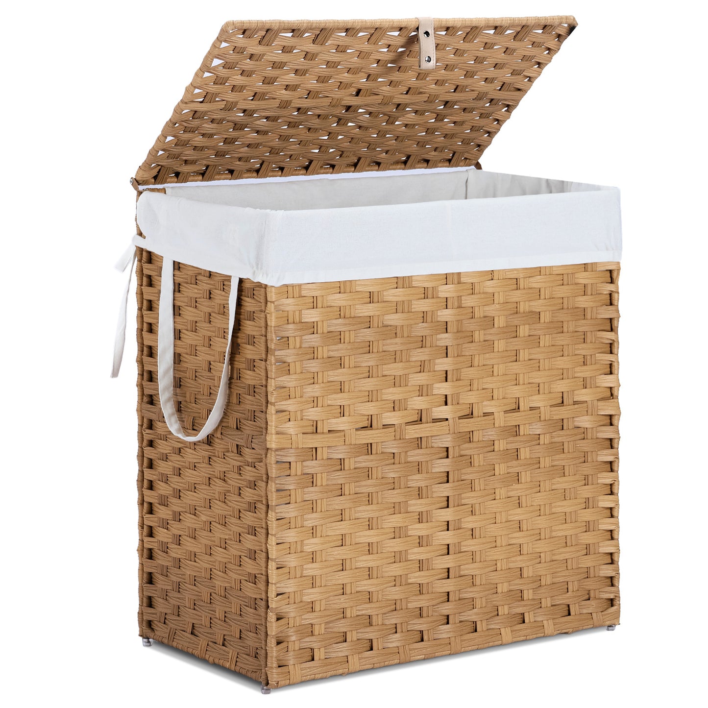 ✨ Handwoven Rattan Laundry Basket with Lid | 110L Foldable Storage Hamper with Handles & Removable Liner