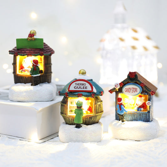Mini Christmas Village Light Houses – Resin Holiday Home Décor Gifts ✨