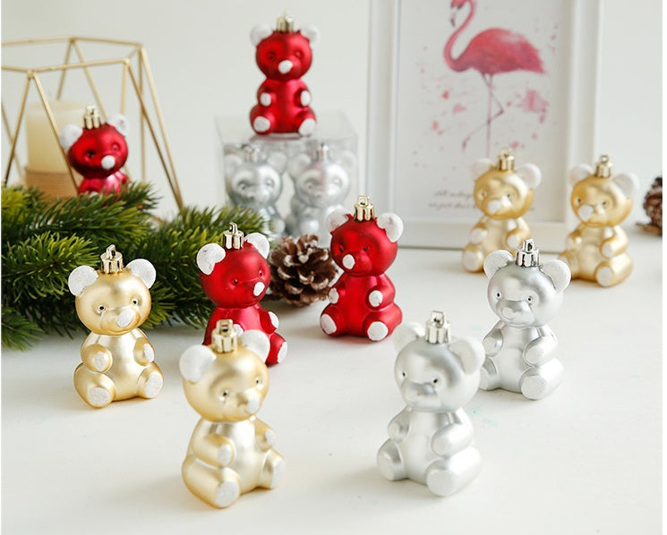 Cute Reindeer & Gingerbread Christmas Ornament Set  Modern Metallic Baubles & Star Charms for Tree Decoration