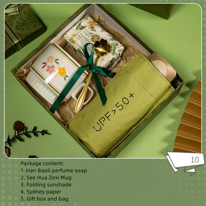 Luxury Business & Wedding Gift Set 💍 | Elegant Green Box with Scented Candle, Soap & Flower for Her & Him 🌿✨