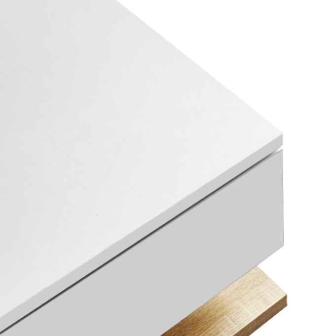 High Gloss LED Coffee Table – Modern White & Natural Wood Center Table with Hidden Storage ✨