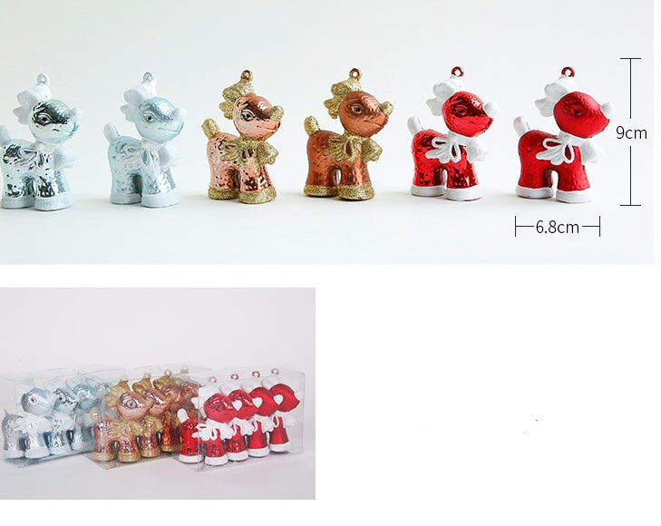 Cute Reindeer & Gingerbread Christmas Ornament Set  Modern Metallic Baubles & Star Charms for Tree Decoration