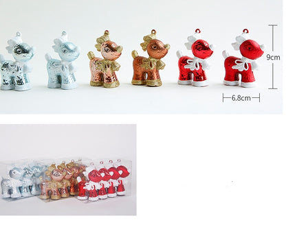 Cute Reindeer & Gingerbread Christmas Ornament Set  Modern Metallic Baubles & Star Charms for Tree Decoration
