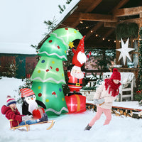 6FT Inflatable Santa & Penguin Christmas Tree with Built-in LED Lights – Fun Outdoor Holiday Yard Décor