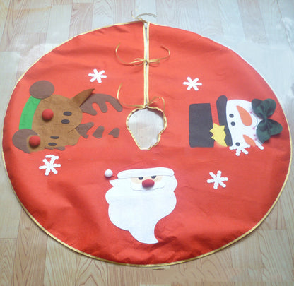 ✨ Classic Red Christmas Tree Skirt – Santa, Reindeer & Snowman Design | Festive Holiday Tree Base Mat ❄️