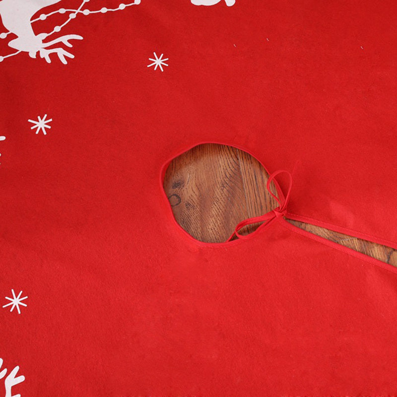 ✨ Classic Red Christmas Tree Skirt – Santa & Reindeer Print Holiday Decoration Mat for Festive Tree Base ❄️