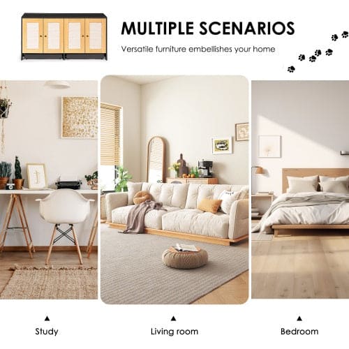 🐾 Purrfect Hideaway Rattan Cat Cabinet — Dual Litter Enclosure & Stylish Furniture for Modern Homes ✨🐈