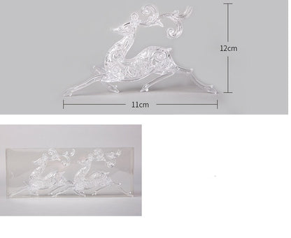 Cute Reindeer & Gingerbread Christmas Ornament Set  Modern Metallic Baubles & Star Charms for Tree Decoration