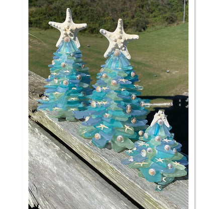 Ocean Blue Glass Christmas Trees – Elegant Coastal Holiday Decorations ✨