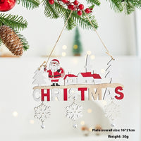 ✨ Wooden “CHRISTMAS” Hanging Ornament – Rustic Holiday Decoration with Santa, Reindeer & Snowman  Perfect for Tree, Wall & Mantel Decor ❄️