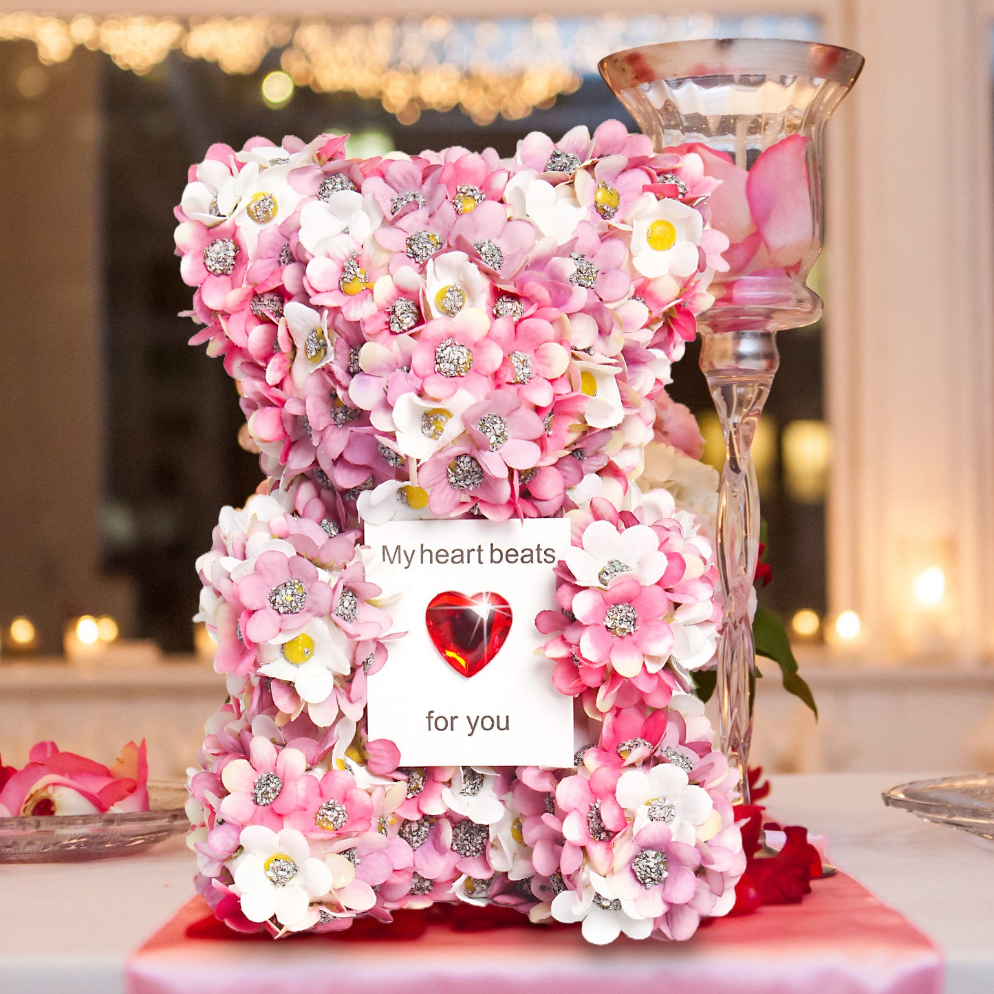 Rose Bear – A Sweet Valentine’s Day Gift Pink (17x12x11cm)