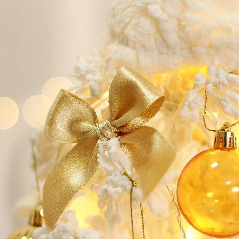 ✨ Luxury Pre-Lit White & Gold Christmas Tree – Elegant Holiday Decoration with Ornaments & Warm Lights