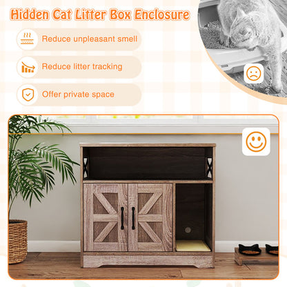 Hidden Cat Litter Box Cabinet with Storage – Rustic Gray Furniture for Cat Owners ✨