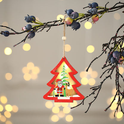 Rustic Glow Christmas Wooden Ornaments – Light-Up Tree & Car Décor ✨