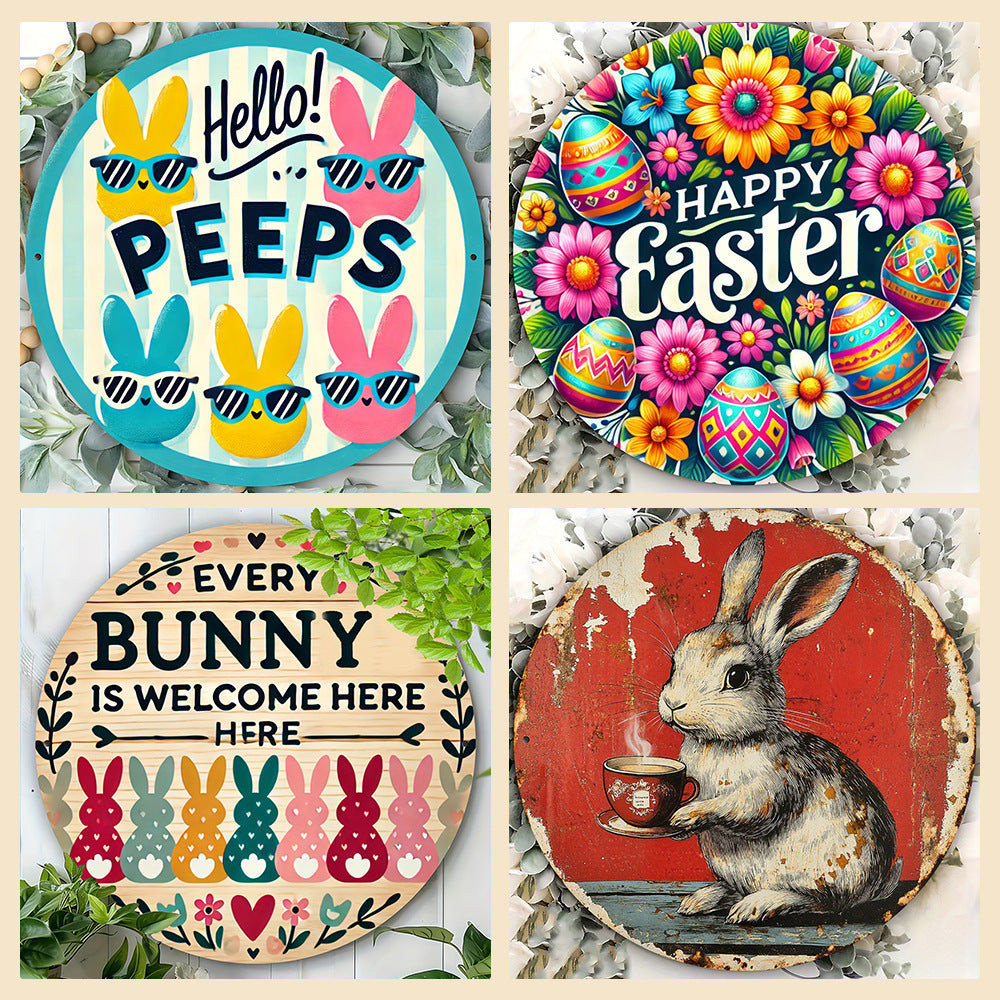 “Every Bunny Is Welcome Here” ✨ Easter Wooden Hanging Sign – Cute Rustic Door & Wall Decoration
