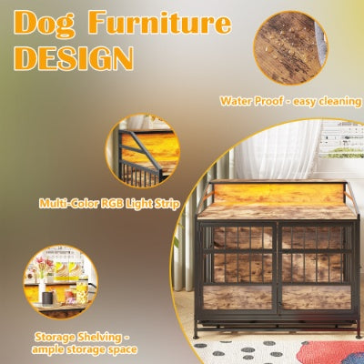 Luxury Wooden Dog Crate with Storage – Modern Furniture-Style Kennel for Large & Medium Dogs ✨