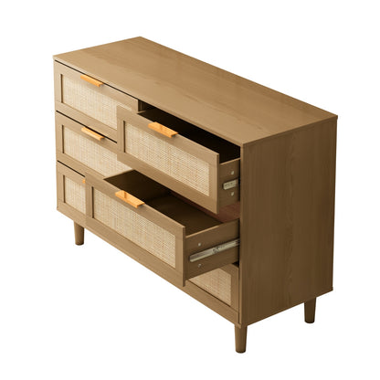 Rattan Luxe 6-Drawer Dresser — Handwoven Elegance Meets Modern Oak Sophistication 🌾✨