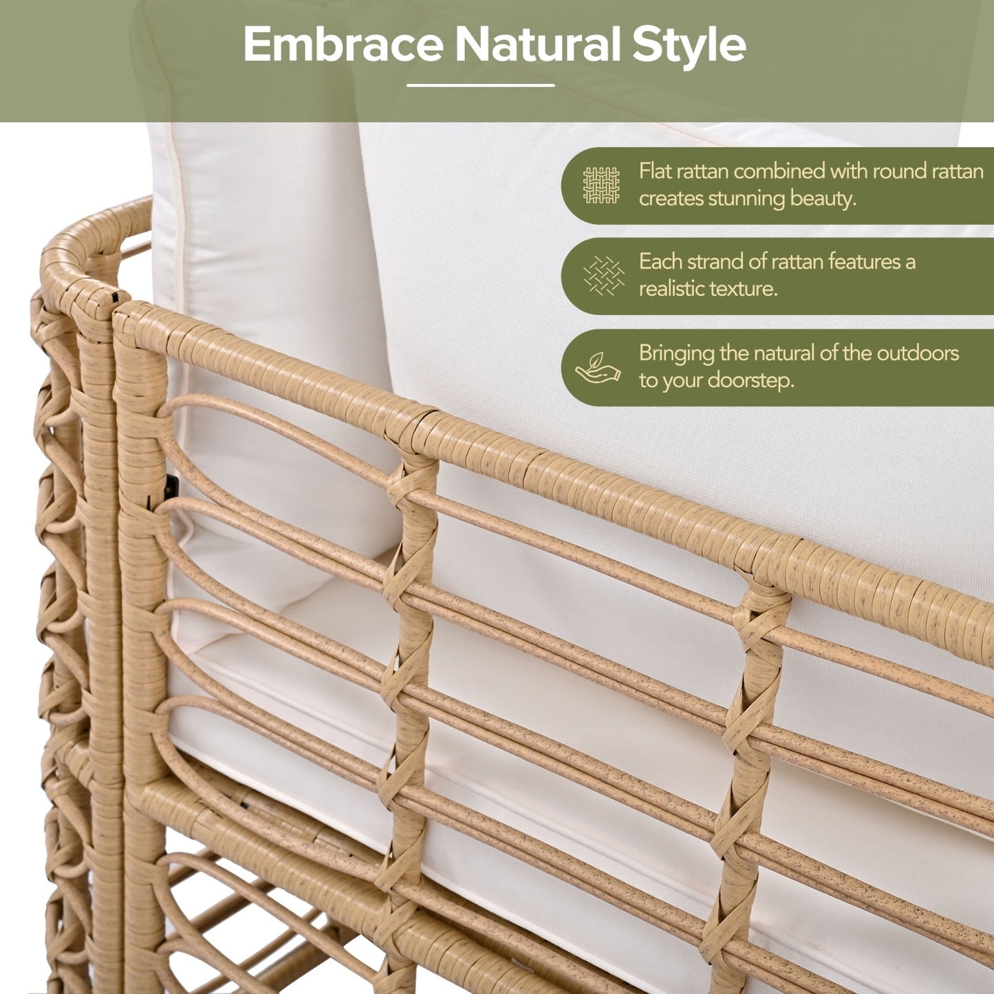 ☀️ Malibu Bliss Rattan Lounge Set — Modular 6-Seater Outdoor Sofa with Cream Cushions & Coastal Sand Finish 🏝️