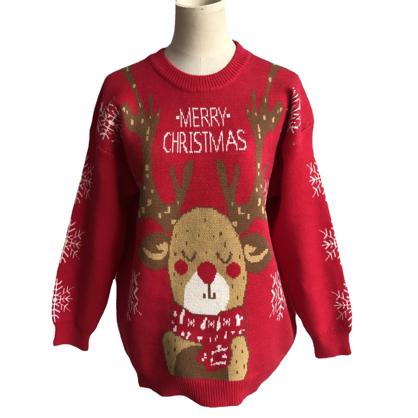Women’s Merry Christmas Reindeer Sweater – Cute & Cozy Holiday Knit Pullover ❤️✨