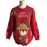 Women’s Merry Christmas Reindeer Sweater – Cute & Cozy Holiday Knit Pullover ❤️✨