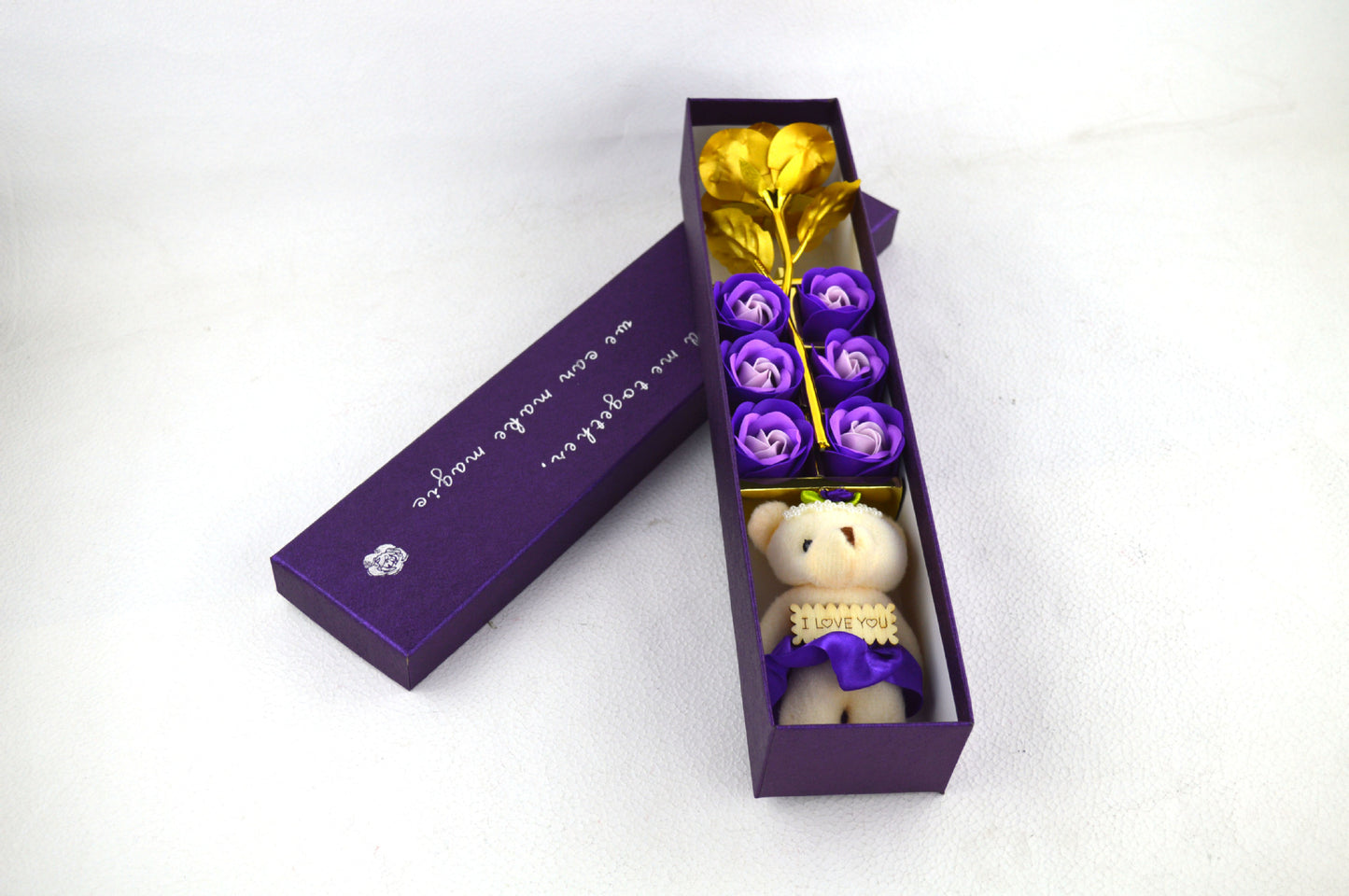 🌹 Golden Rose Soap Flower Teddy Gift Box – A Luxury Valentine Surprise 🧸💝