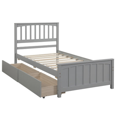 ✨ Twin Size Platform Bed with Built-in Drawers | Space-Saving Modern Bed Frame for Bedroom ️