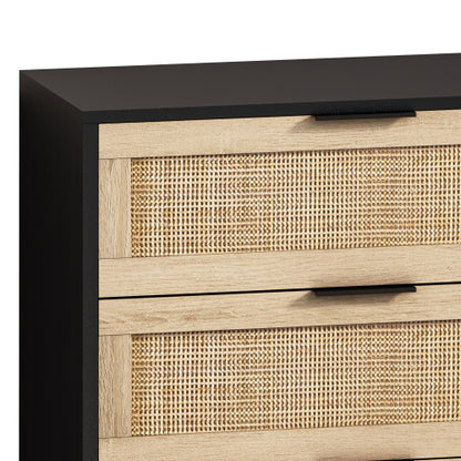 ✨ Rattan Drawer Storage Cabinet with Black Frame | Modern Boho Organizer for Bedroom & Living Room