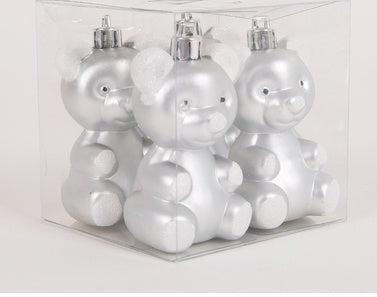 Cute Reindeer & Gingerbread Christmas Ornament Set  Modern Metallic Baubles & Star Charms for Tree Decoration