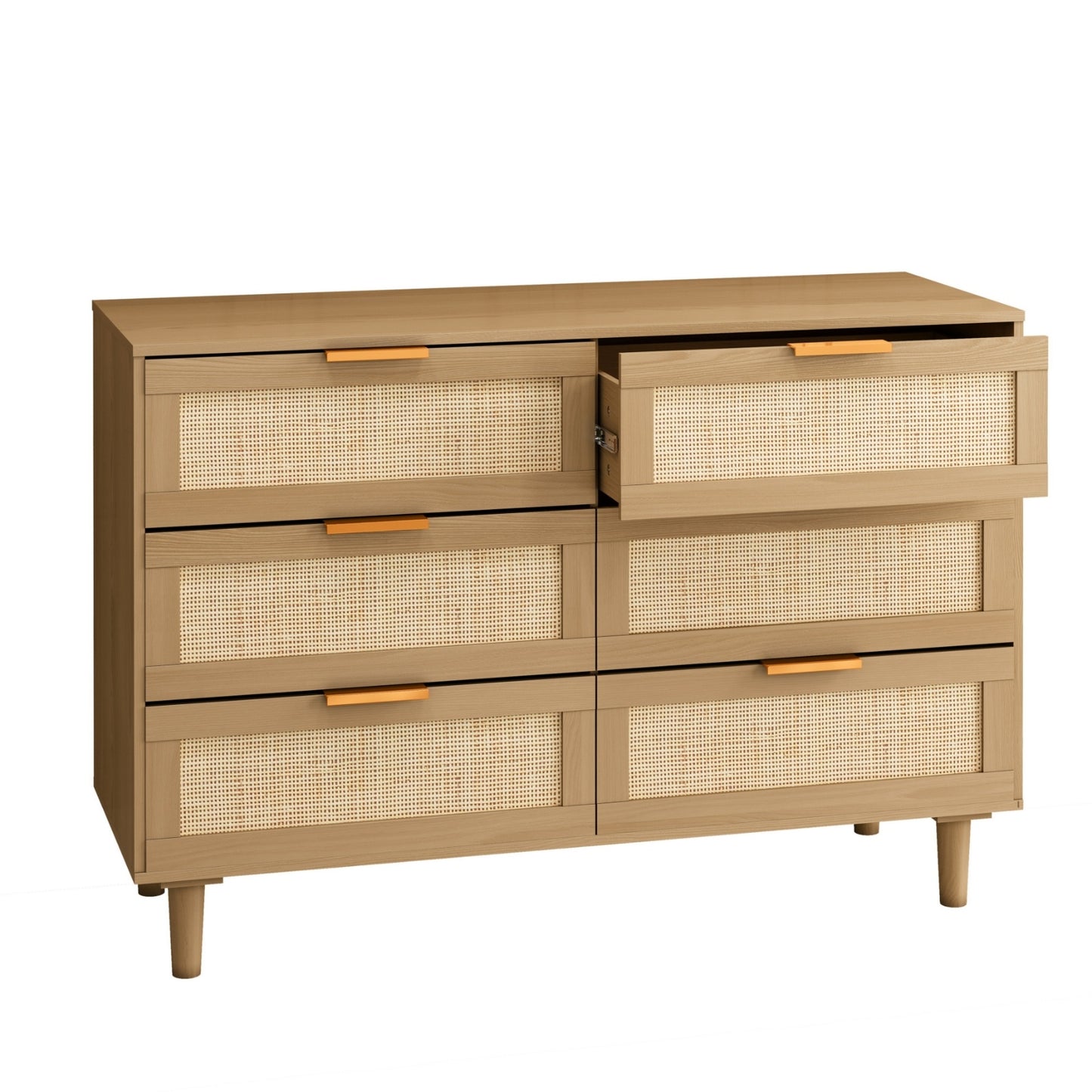 Rattan Luxe 6-Drawer Dresser — Handwoven Elegance Meets Modern Oak Sophistication 🌾✨