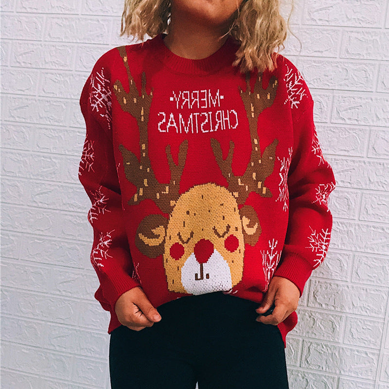Women’s Merry Christmas Reindeer Sweater – Cute & Cozy Holiday Knit Pullover ❤️✨