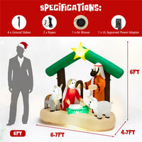 6.7FT Giant Inflatable Christmas Nativity Scene with LED Lights – Quick Setup Outdoor Yard Decoration ✨