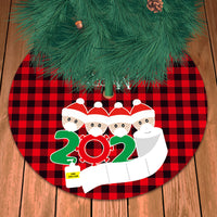 Red “Merry Christmas” Cartoon Tree Skirt – 90cm Soft Flannel Base Mat with Santa, Reindeer & Bear Design  Festive Holiday Decor for Families