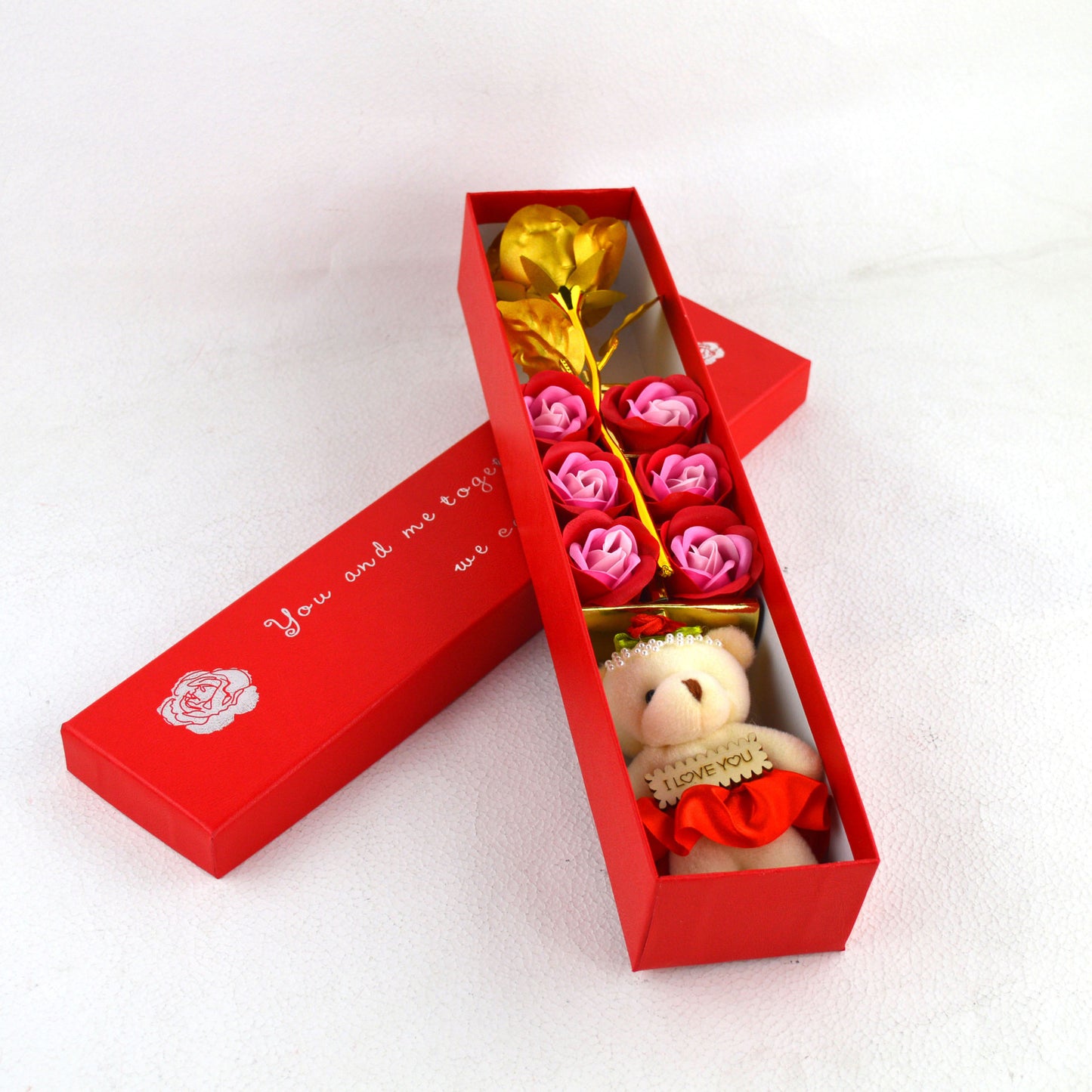 🌹 Golden Rose Soap Flower Teddy Gift Box – A Luxury Valentine Surprise 🧸💝