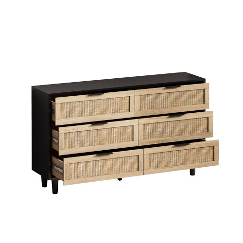 ✨ Rattan Drawer Storage Cabinet with Black Frame | Modern Boho Organizer for Bedroom & Living Room
