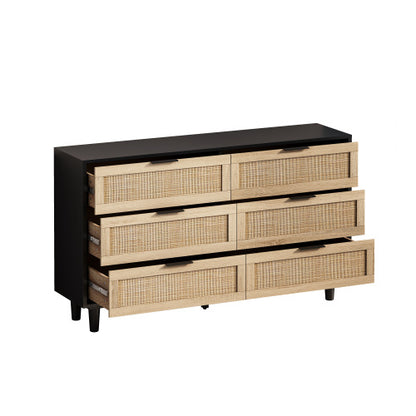 ✨ Rattan Drawer Storage Cabinet with Black Frame | Modern Boho Organizer for Bedroom & Living Room