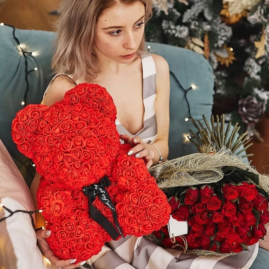 🧸❤️ Rose Teddy Bear  – The Perfect Valentine’s Day Gift (40cm )