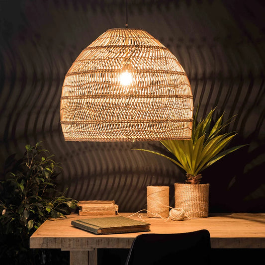 🌕 Handmade Chinese Rattan Pendant Lamp – Vintage Boho Hanging Light for Living Room, Dining & Bedroom 🌿✨