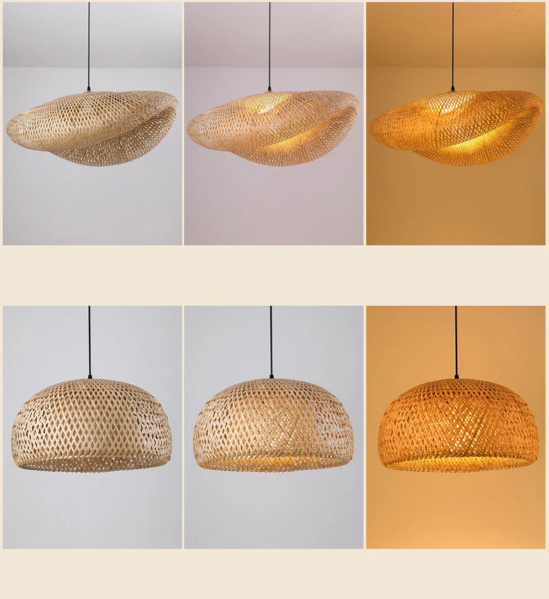 🌾 Handwoven Rattan Wicker Pendant Lamp – Japanese Wooden Ceiling Light for Dining, Bedroom & Farmhouse Décor ✨